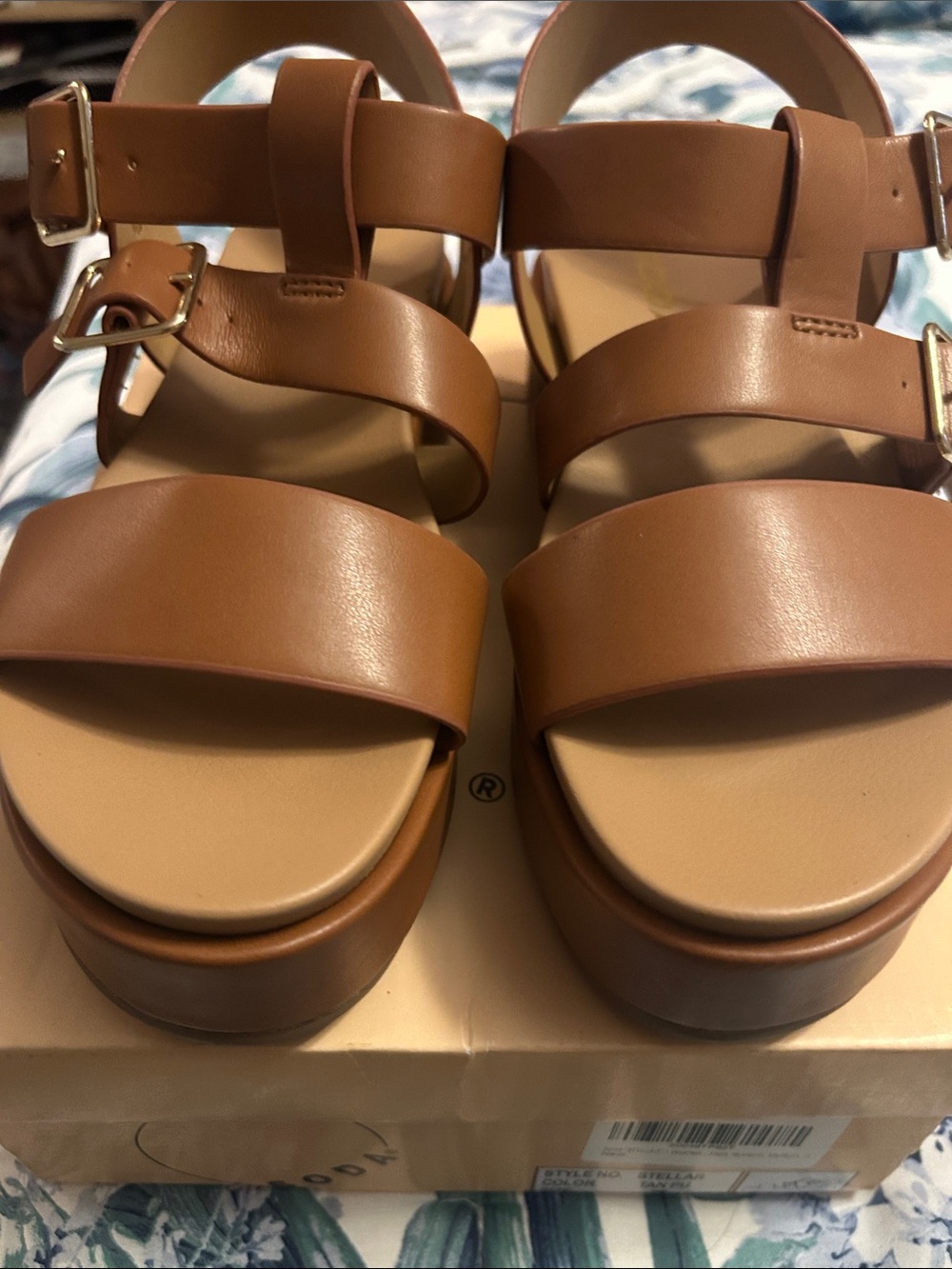 Soda Brown Platform Sandals with Buckle Straps
